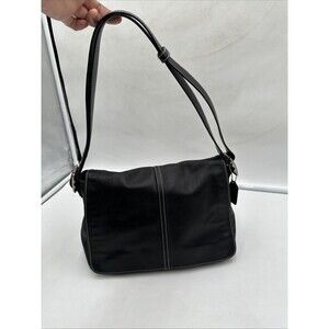Rare 1990 Vintage Coach Black Hamptoms Flap Bag C33-9570